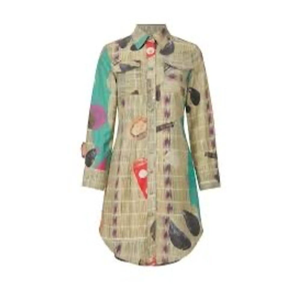 THEBE MAGUGU Sangoma Bone‎ Printed Shirtdress Size Large
